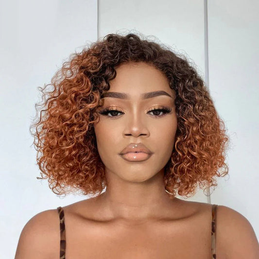 Ombre Ginger Colored Short Kinky Curly BOB Wigs-014