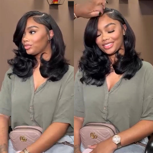 250% Density Elegant And Classy Side Part Inward Curl Layered Cut Design Glueless Lace Wig