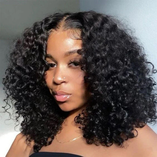 Transparent 13x6 Lace Front Wig 5x5 Glueless Lace Closure Curly Put On And Go Human Hair Wigs