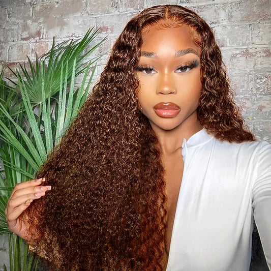 Premium 10A 210% Density Brown Colored 13x6 Lace Front Closure Wig 6x5 Glueless Ready To Go Human Hair Wig