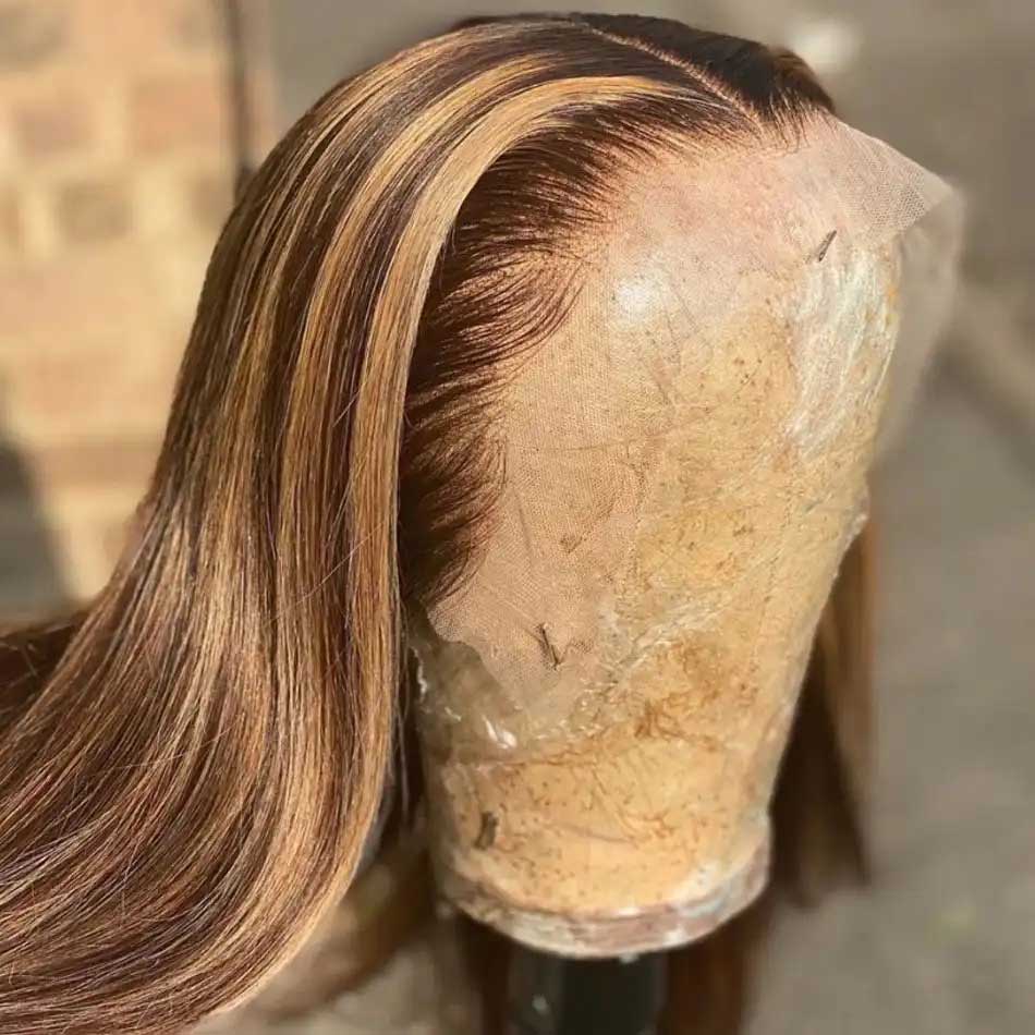 10A 4/27# Highlight Colored Straight 13x6 Lace Front Human Hair Wigs