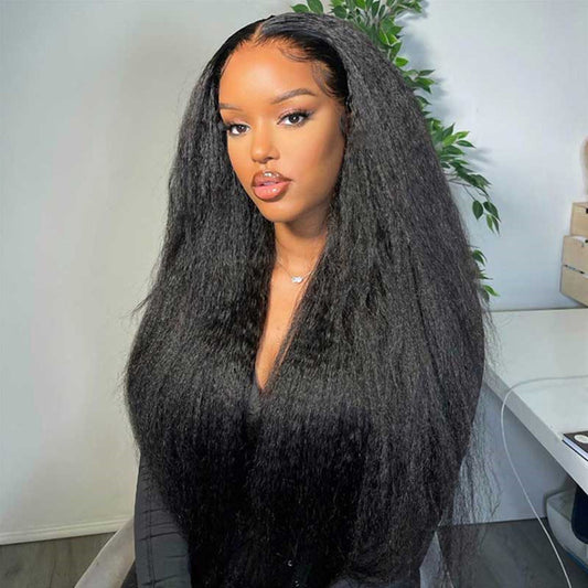 13x6 Lace Front Closure 6x5 Glueless Ready To Go Human Hair Wigs Yaki Kinky Straight