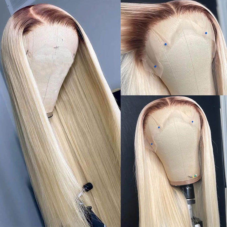 Hot Star Top 10A 250% Density Customized Ombre Platinum Blonde Colored 13x6 Lace Front Human Hair Wigs Brazilian Body Wave