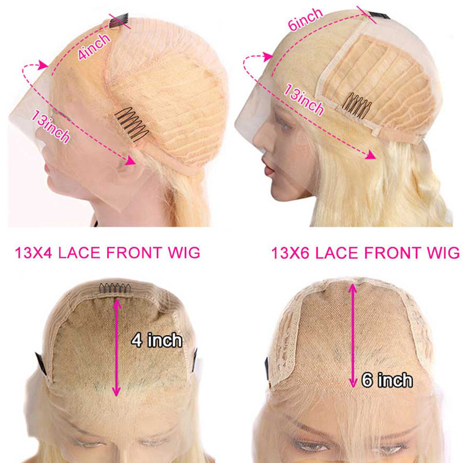 210% Denstiy Ombre Platinum Blonde Colored HD Transparent 13x6 Lace BOB Cut Human Hair Wigs