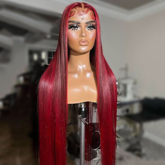 Premium 10A 210% Density Balayage Red Colored 6x5 Glueless Ready To Go Wigs 13x6 Lace Front Human Hair Wig-012