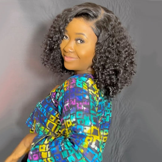 Eurasian Curly Glueless Lace Human Hair Wigs Ready To Wear