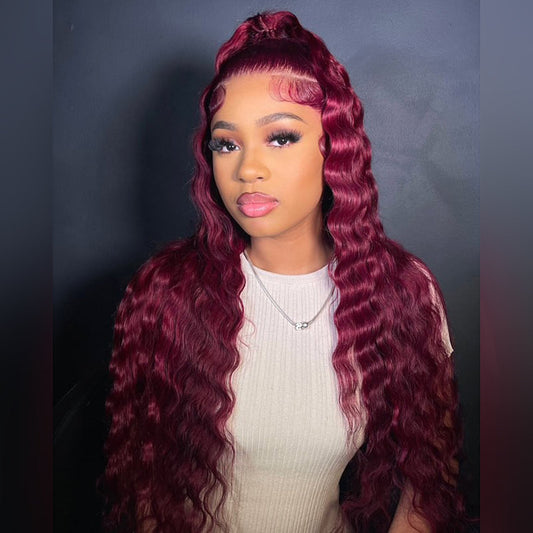 99j Burgundy 13x6 Lace Front Wig 5x5 Glueless Ready Go Wig Loose Deep