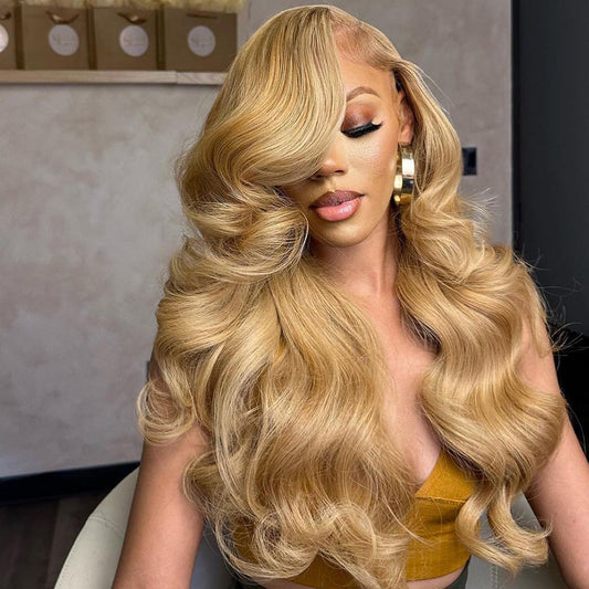 Premium 10A 210% Density Honey Blonde Colored 13x6 Lace Front Wig 6x5 Glueless Ready To Go Human Hair Wigs Body Wave
