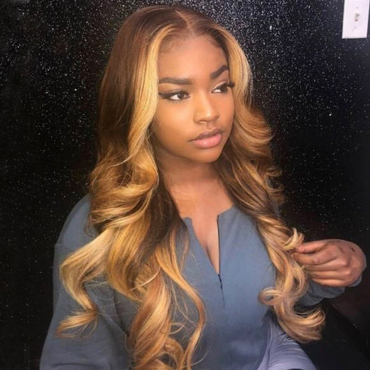 HD Lace Highlight Blonde Colored Human Hair Wigs Glueless Wigs