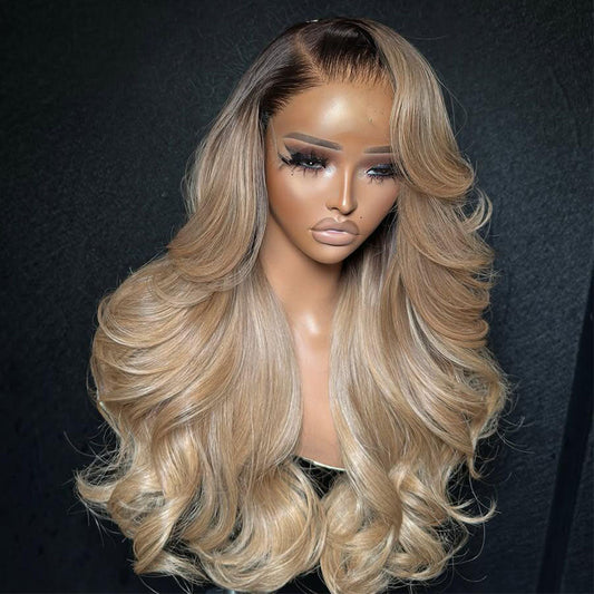 Ombre Ash Blonde 13x6 Lace Front Human Hair 250% Density Wigs