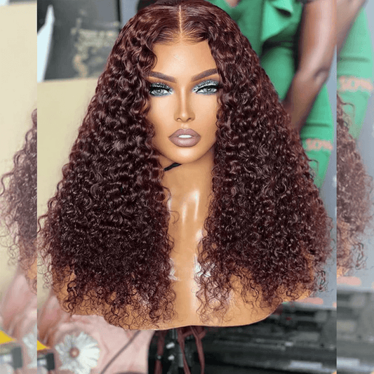 Hairstylist Works HD Transparent 13x6 Lace Front Wig 6x5 Glueless Curly Ready To Wear Human Hair Wigs 99j Wine Red Colored Wigs