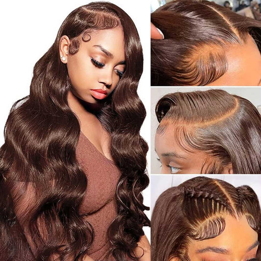 SUPER DEAL ! Chocolate Brown HD Transparent 13x6 Lace Front Human Hair Wigs