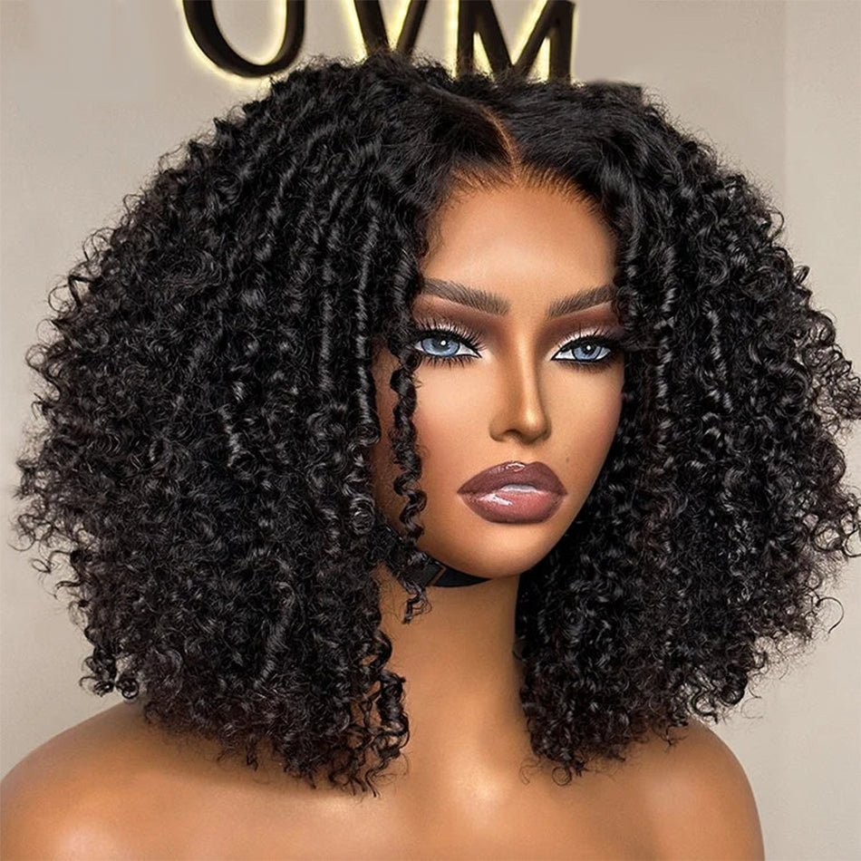 Coily Curly Glueless Lace Human Hair Wigs Ready To Wear-003