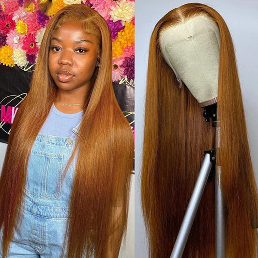 Ginger Blonde Colored 13x6 Lace Front Closure Wig 5x5 Glueless Ready To Go Human Hair Wigs