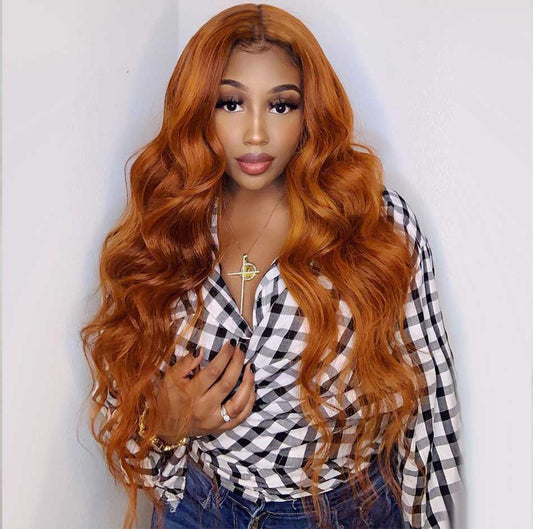 Orange Ginger Colored 13x6 Lace Front Closure 6x5 Glueless Ready To Go Human Hair Wigs