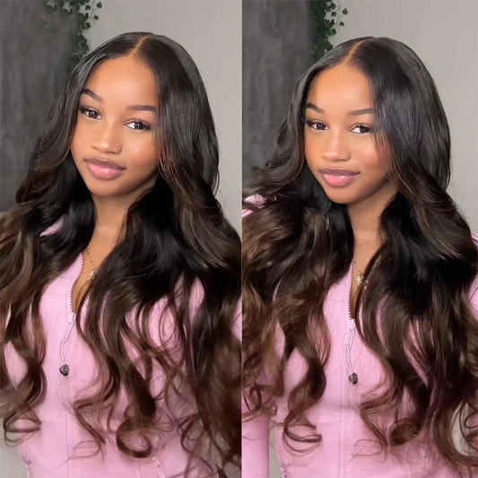 Premium 10A 210% Density Highlight Dark Brown 13x6 Lace Front Wig 6x5 Glueless Human Hair Wigs Body Wave