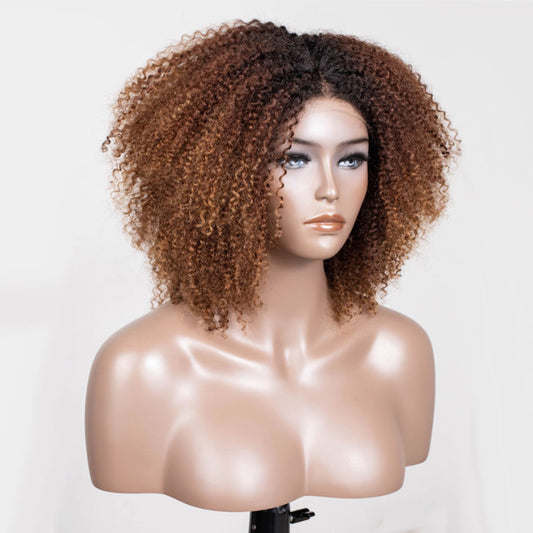 Jenny Curly Milk Chocalate Ombre Short Coily Glueless Wig-034