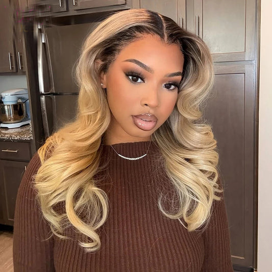 Professional Toned Ombre Blonde HD Transparent 13x6 Lace Front Human Hair Wigs