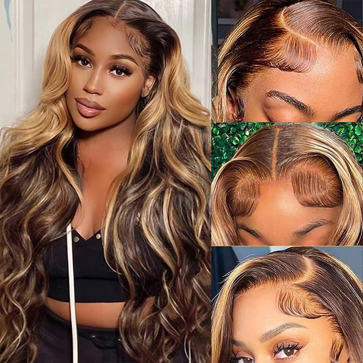 Super Deal 4/27# Highlight Colored 13x6 HD Transparent Lace Front Human Hair Wigs