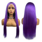 Purple Colored HD Transparent 13x6 Lace Front Human Hair Wig