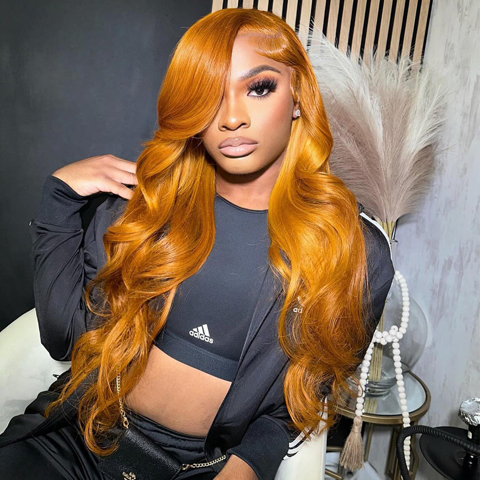 Customized Ginger Cuppa Colored 5x5 13x6 Lace Closure Front Wig  6x5 Ready Go Human Hair Wigs