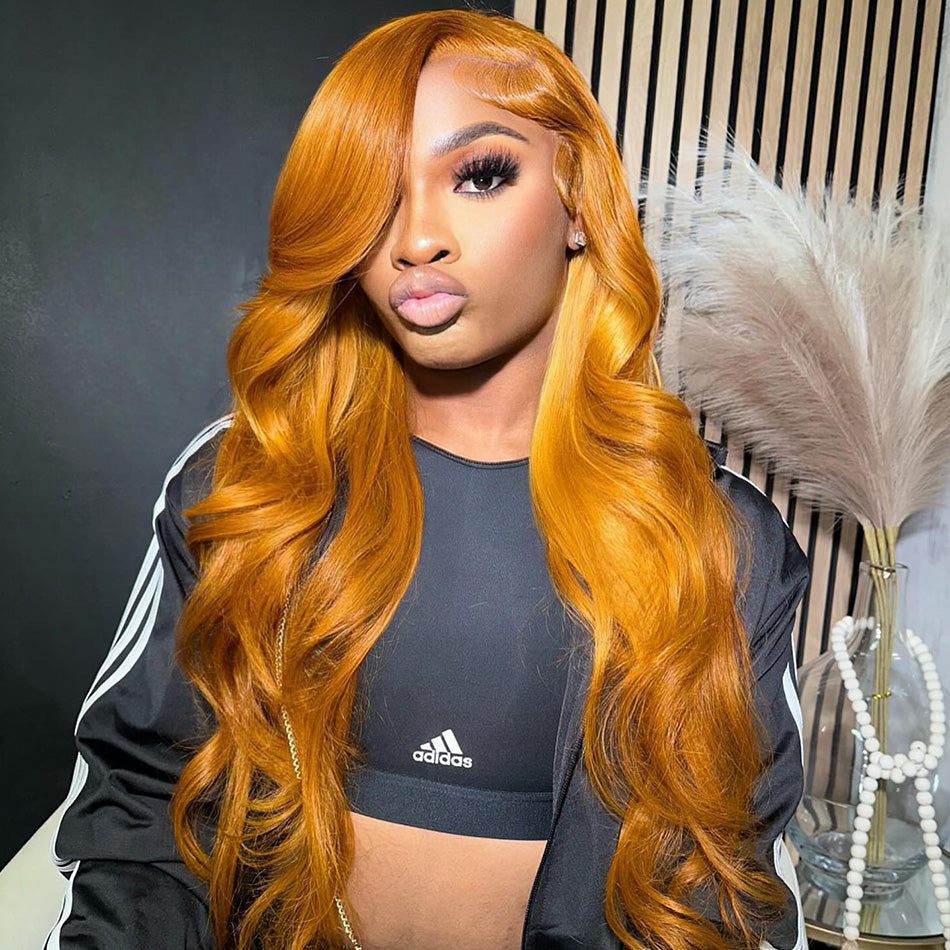 Customized Ginger Cuppa Colored 5x5 13x6 Lace Closure Front Wig  6x5 Ready Go Human Hair Wigs