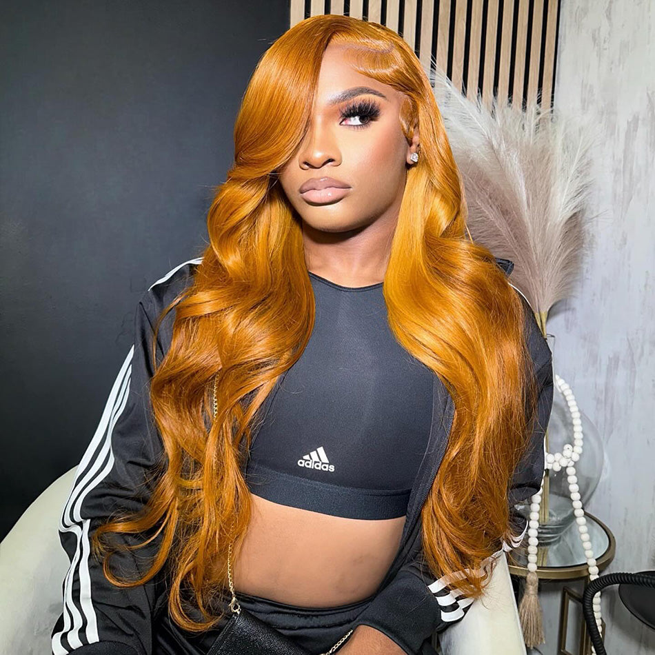 Customized Ginger Cuppa Colored 5x5 13x6 Lace Closure Front Wig  6x5 Ready Go Human Hair Wigs