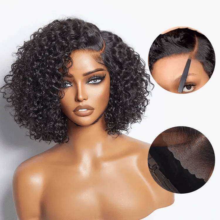 Classical Short Curly 5x5 Glueless Wigs Human Hair Ready To Wear Pre-Cut Lace