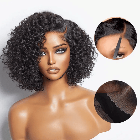 Classical Short Curly 5x5 Glueless Wigs Human Hair Ready To Wear Pre-Cut Lace