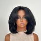 Natural Kinky Straight Layered Blowout 5x5 Bob Lace Wig