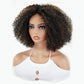 Natural Curly Highlight Brown Colored Seamless V-Part Wig-051