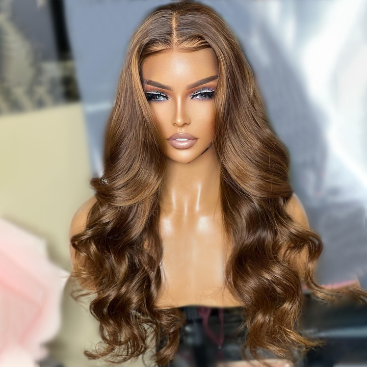 Luxury Brown Colored 5x5 Glueless Lace Closure Ready To Go Human Hair Wigs