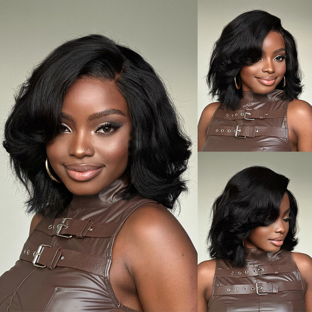 Fluffy Chic And Elegant Ombre Brown Colored Layered Glueless Lace Human Hair Wigs-005