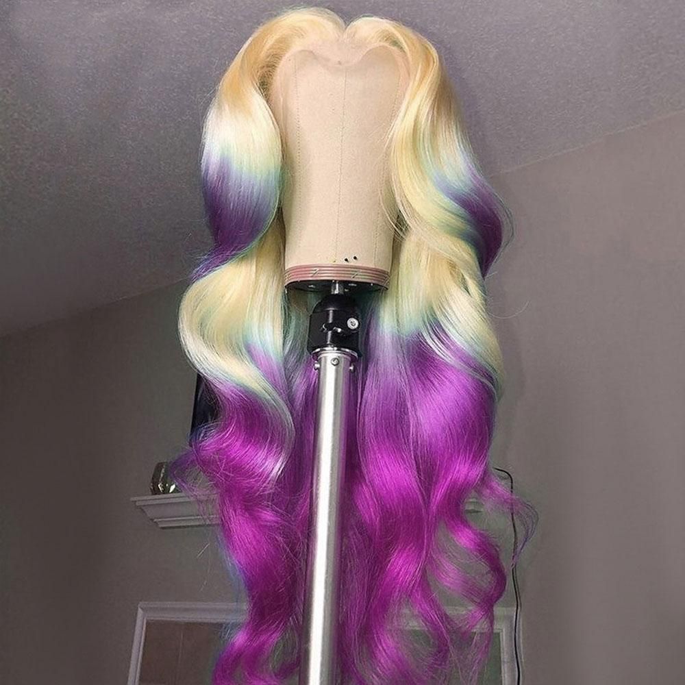 Ombre Blonde Colored 13x6 Lace Front Human Hair Wigs Body Wave