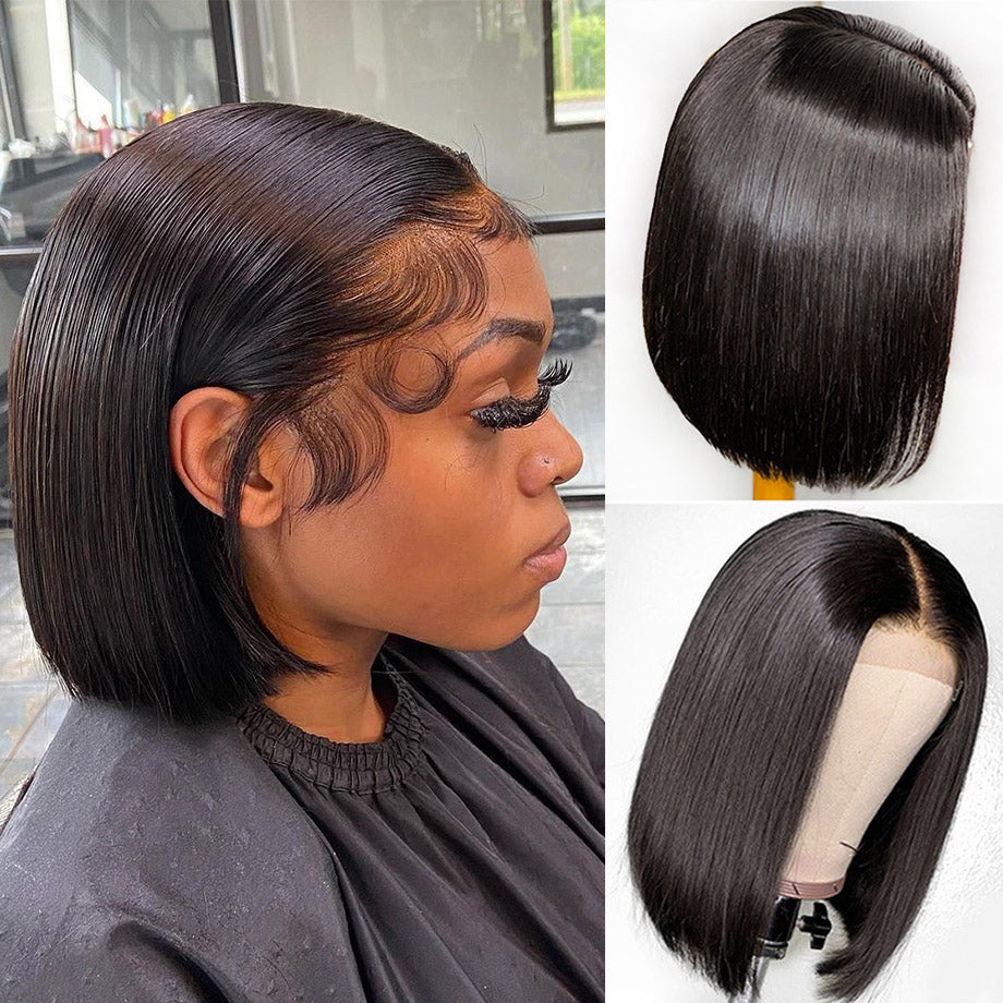210% Density BOB 13x6 Lace Front Wig 5x5 Lace Glueless Ready To Go Human Hair Wigs Straight Hair