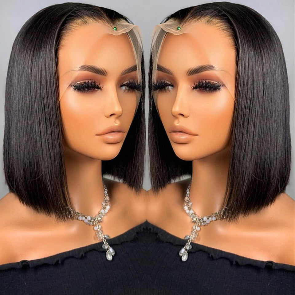 210% Density BOB 13x6 Lace Front Wig 5x5 Lace Glueless Ready To Go Human Hair Wigs Straight Hair