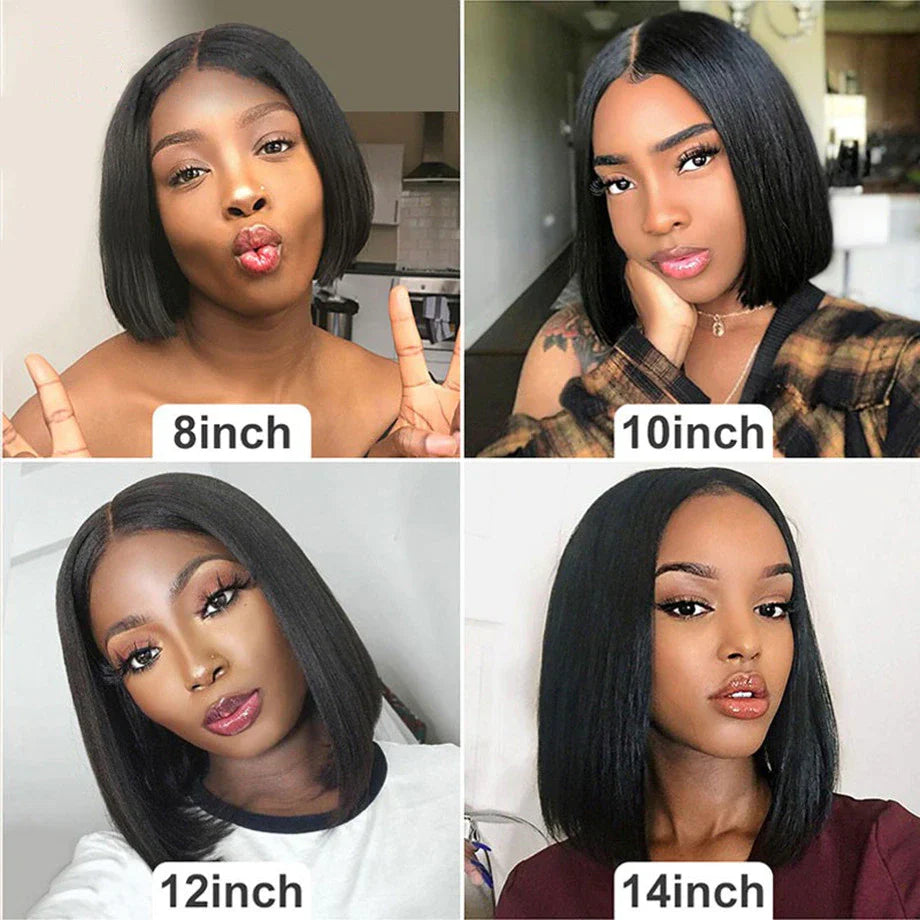 210% Density BOB 13x6 Lace Front Wig 5x5 Lace Glueless Ready To Go Human Hair Wigs Straight Hair