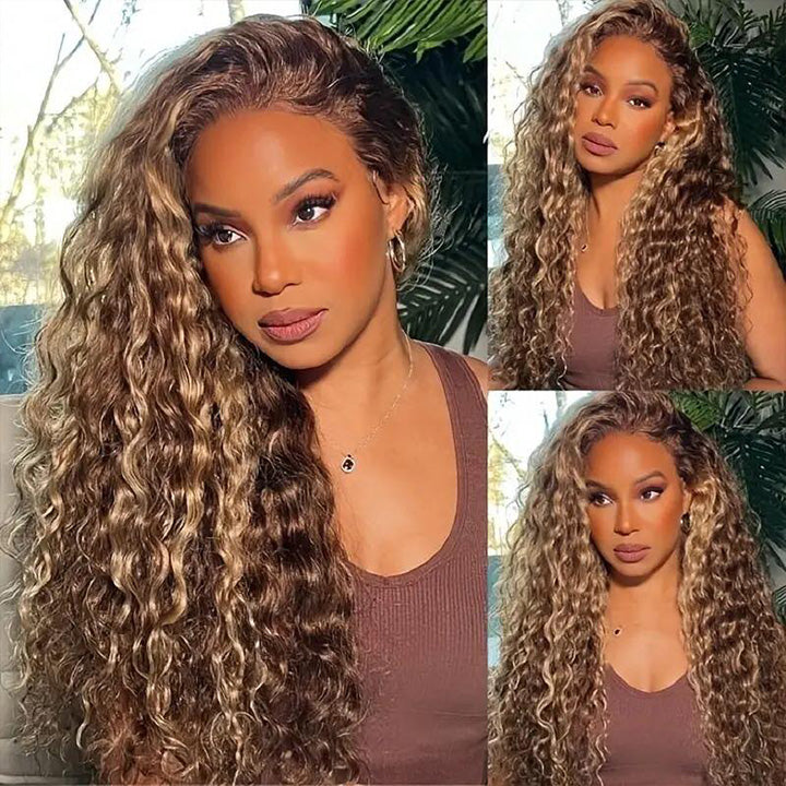 Beyonce Inspired ! Highlight 4/27# Colored HD Transparent 5x5 13x6 Lace Closure Front Wig 6x5 Glueless Ready Go Human Hair Wig Water Wave