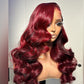 SUPER DEAL ! 99J Burgundy HD Transparent 13x6 Lace Front Human Hair Wigs 5x5  Lace Glueless Ready Go Wig Body Wave