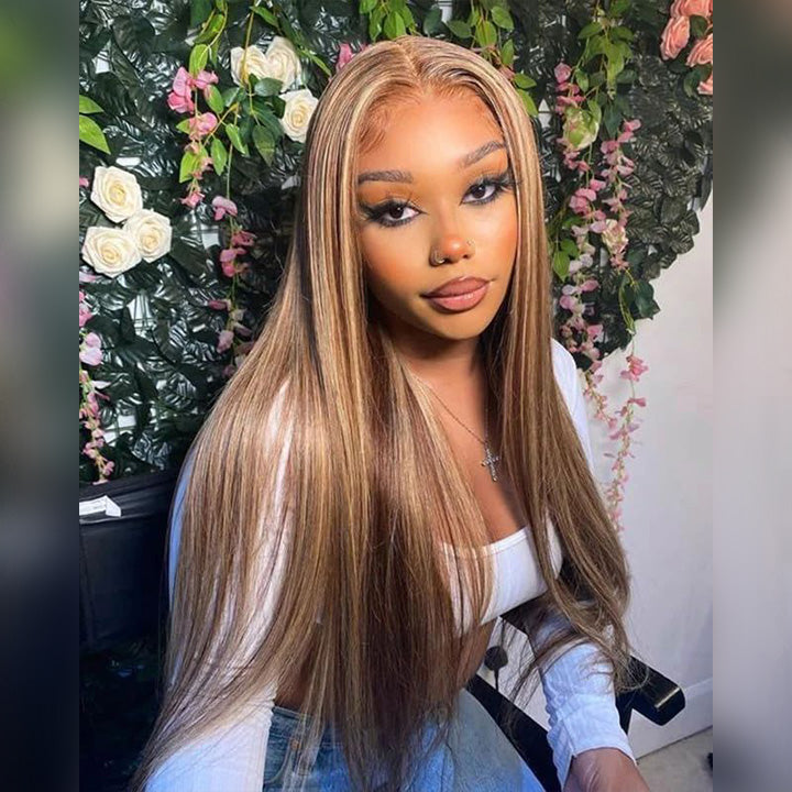 Super Deal 4/27# Highlight Colored 13x6 HD Transparent Lace Front Human Hair Wigs