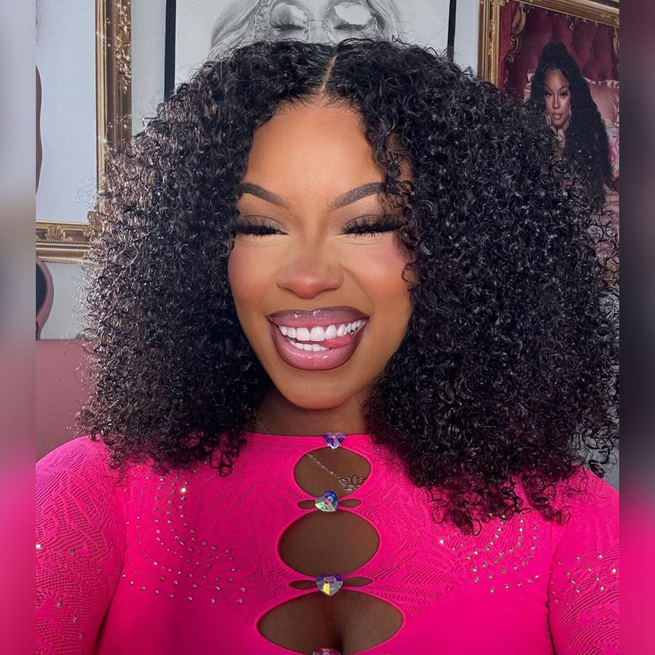 Premium 10A Pre Plucked 6x5 Glueless Lace Closure Wig Kinky Curly Ready To Wear Human Hair Wigs-064