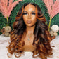 Ombre Ginger Brown Colored 180% Density  13x6 Lace Front Closure Wig 5x5 Glueless Ready To Wear Human Hair Wigs