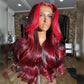 Balayage Red Colored Pre Plucked 6x5 Glueless Ready To Go Human Hair Wigs 5x5 13x6 Lace Closure Front Wig