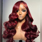 SUPER DEAL ! 99J Burgundy HD Transparent 13x6 Lace Front Human Hair Wigs 5x5  Lace Glueless Ready Go Wig Body Wave