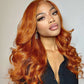 Double Drawn Ginger Orange Colored HD Transparent 13x6 Lace Front Wig 5x5 Glueless Ready To Go Body Wave Human Hair Wig