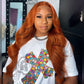 Ginger Orange Colored 13x6 Lace Front Closure Wig 5x5 Glueless Ready To Wear Human Hair Wig