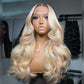 Ombre Blonde Colored HD Transparent 13x6 Lace Front Human Hair Wigs Brazilian Body Wave