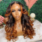 Ombre Ginger Brown Colored 180% Density  13x6 Lace Front Closure Wig 5x5 Glueless Ready To Wear Human Hair Wigs