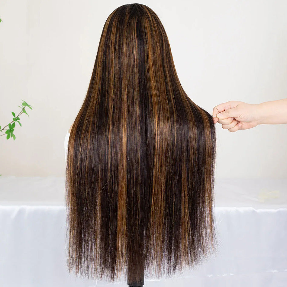 Highlight 1B/30# Colored 13x6 Lace Closure Front Wig 5x5 Glueless Ready To Go Human Hair Wig