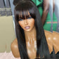 Brown Colored Bob Wigs With Bang Glueless Lace Human Hair Wigs Wear Go